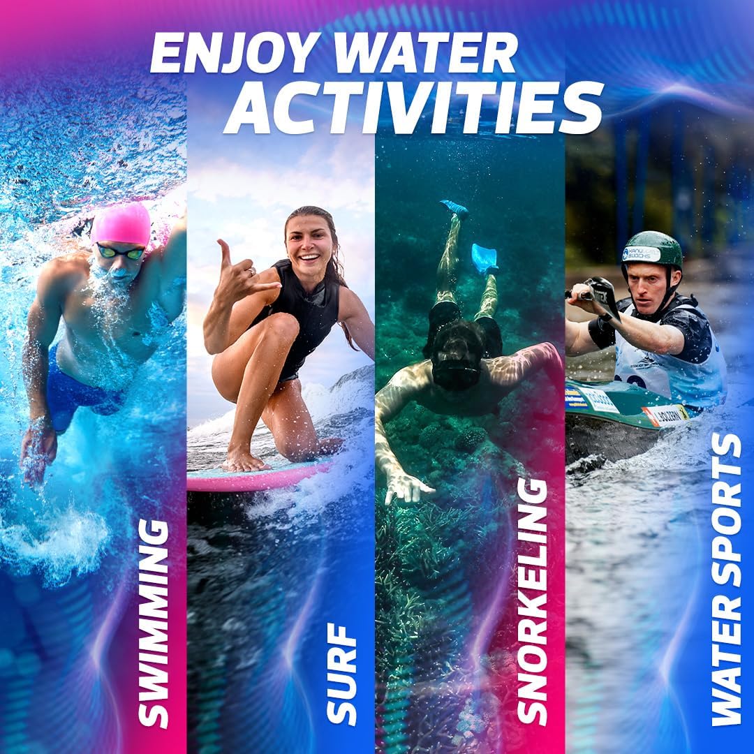 AqtivAqua Ear Plugs for Swimming – 4x Pairs (4 Colors) Soft Silicone Swimming Ear Plugs, Waterproof & Comfortable Secure Fit Swim Ear Plugs for Surfing, Snorkeling, all Water Sports, for Adults & Teens