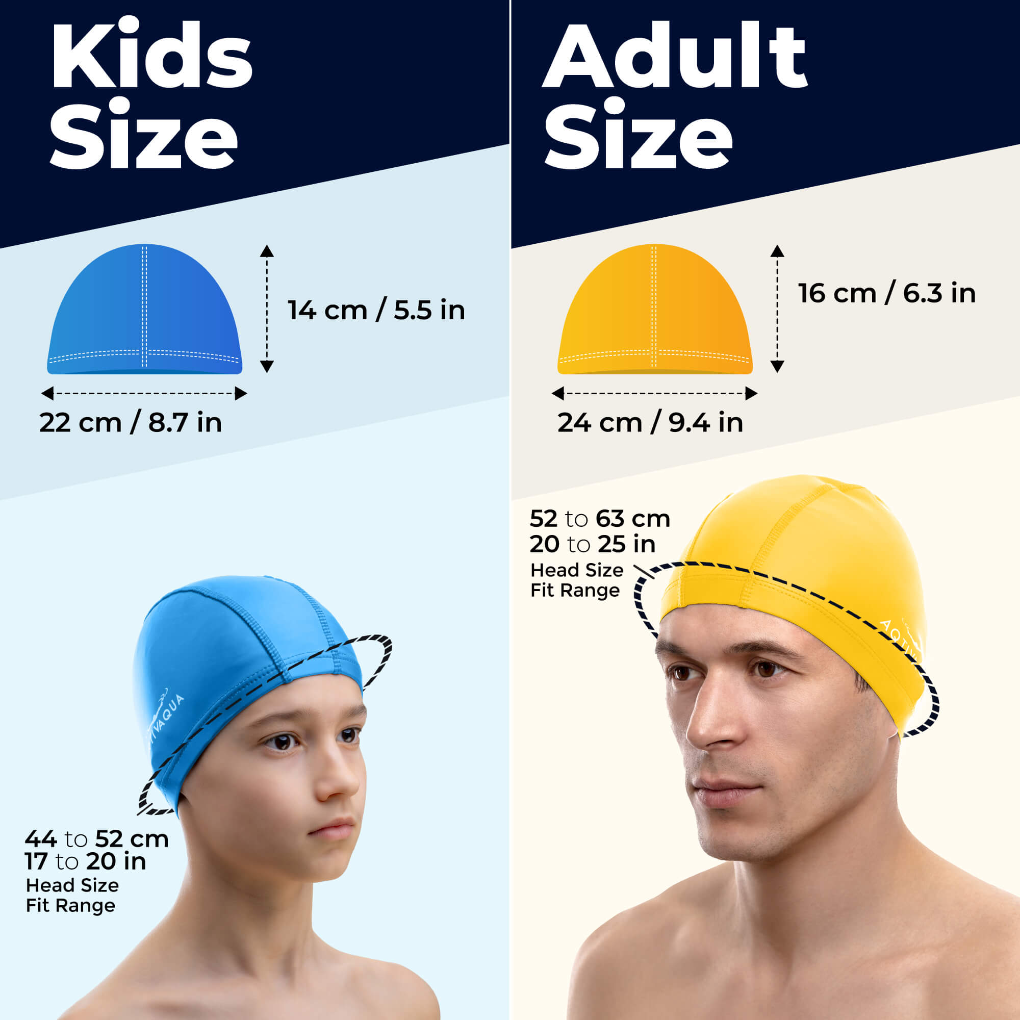 AQTIVAQUA Spandex Swim Cap Comfortable Swimming Cap with Protective Layer AqtivAqua